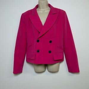 ORTTU Fuchsia Hot Pink Double Breasted Avant Garde Blazer Jacket Coat Size XS
